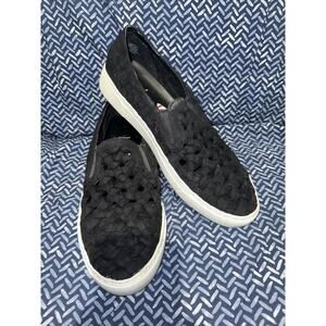 111 State Delphin Women’s Black Woven Microsuede Elastic Loafer Shoes Size 9.5